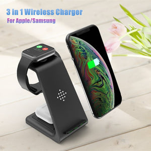 10W Fast Charge 3 in 1 Wireless Charger Station For iPhone 11 for Samsung For Apple Watch 5 4 3 For Airpods Pro Charger Stand