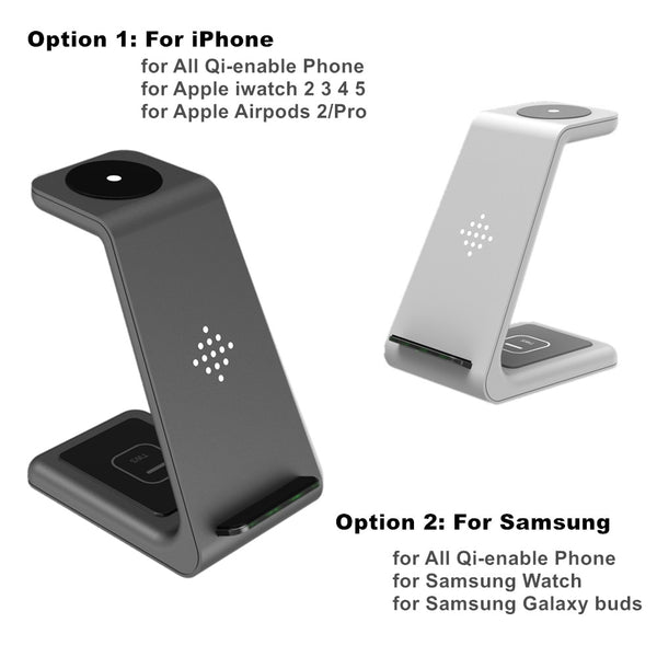 10W Fast Charge 3 in 1 Wireless Charger Station For iPhone 11 for Samsung For Apple Watch 5 4 3 For Airpods Pro Charger Stand